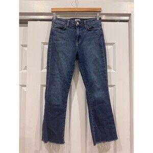 L'Agence Womens 26 Sophia Chopped Flare Blue Denim HighRise Jeans USA Streetwear